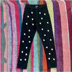 Princess Polly Ashton Mom Denim Floral Embroidered Jeans Size 6